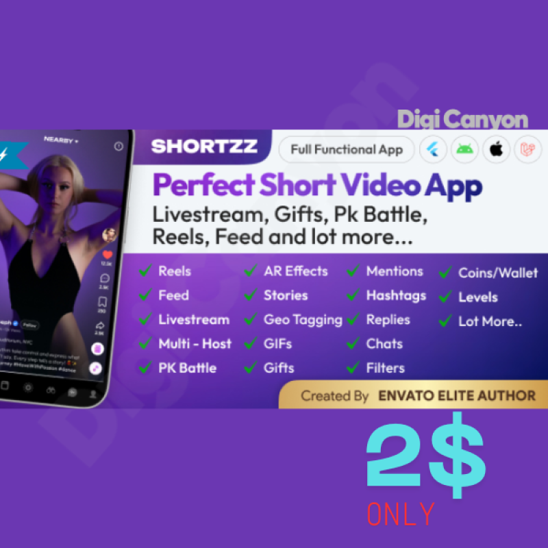 Shortzz - Tiktok Clone - Short Video App Live streaming App Low Price